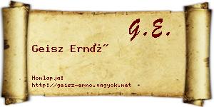 Geisz Ernő névjegykártya